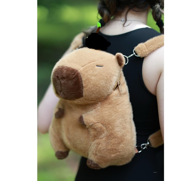 New capybara brown back pack bag with straps plush bag cute kawaii backpack bag - Picture 1 of 3